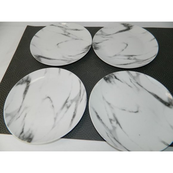Marble Design Set Of 4 Plates 7.5" Home to Kitchen Porcelain Marble Effect Salad - Picture 4 of 10